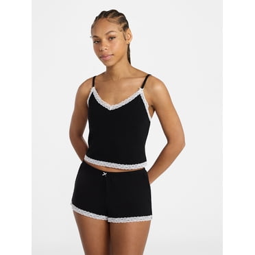 No Boundaries Lace Cami and Shorts Sleep Set, 2-Piece, Women's XXS-3X