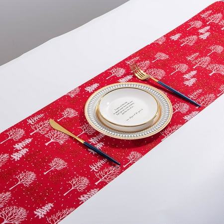 

BLGAT Merry Christmas Red Snowflake Snowman Long Table Runner Cloth 270CM Home Decor
