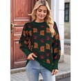 thumbnail image 6 of Women'S Fall Leaf Trendy Jacquard Sweater Casual Knitted Soft Cozy Pullover Sweaters Green XL, 6 of 7