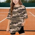 thumbnail image 3 of Agkizg Girls Camouflage Print T-Shirt Loose Fitting Short Sleeve Top for Kids Casual Summer Tee, Sizes 10-11 Years, 3 of 6