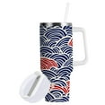 thumbnail image 2 of Red Blue Japanese Wave Tumbler with Handle and Straw Lid 30 oz Insulated Vacuum Water Bottle Stainless Steel Travel Cup, 2 of 9