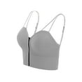 thumbnail image 2 of LAVA Spaghetti Strap Crop Tops for Women Padded Bralettes Cami Tank Top Sport Bra (Gray), 2 of 11