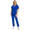 thumbnail image 4 of Scrubs for Women Scrub Set - Jogger Pant and Comfort Stretch V-Neck Top, Easy Care Workwear Nurse Uniforms Royal Blue XL, 4 of 4