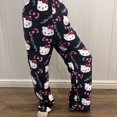 thumbnail image 3 of Pijamas de Anime Sanrio Hello Kitty de franela negra para mujer, pantalones casuales de lana kawaii de dibujos animados blancos, pantalones de moda de otoño, 3 of 5