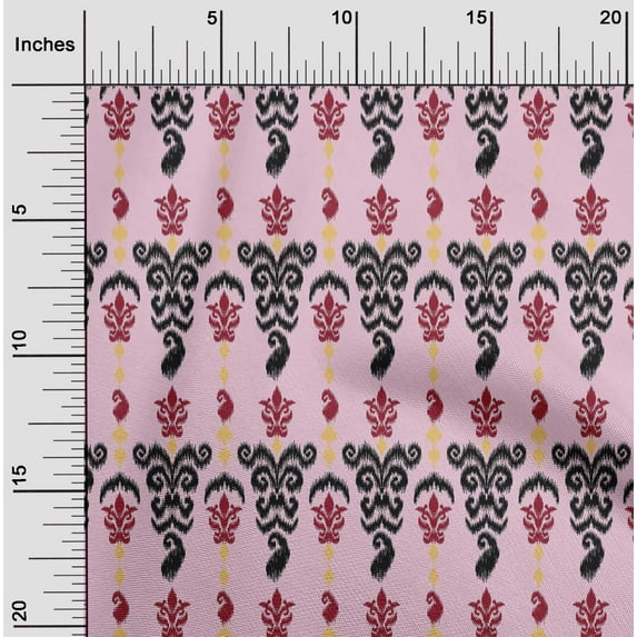 oneOone Cotton Poplin Fabric Stripe & Paisley Ikat Printed Fabric 1 Yard 56 Inch Wide