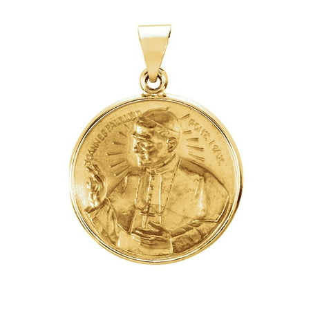 Pope John Paul Medal - 14K Yellow Gold 20.75mm Round Pope John Paul II Hollow Medal