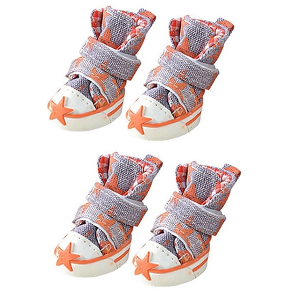 Waterproof 4pcs/set Wear-resisting Autumn Winter Outdoor Anti-slip Casual Style Pet Denim Shoes Pet Booties Puppy Sneaker Dog Shoes PURPLE 3