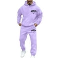 thumbnail image 2 of 2 Piece Tracksuit Sets Autumn Winter Packwork Sweatshirt Top Pants Sets Men's Tracksuit 2 Piece Set Hoodie Sweatsuits Athletic Jogging Suits Casual Sports Outfits (Light Purple, XL), 2 of 4