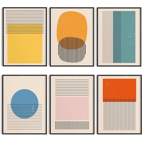 Canvas Large Boho Canvas Wall Art Neutral Minimalist Wall Decor Mid-Century Modern Geometric Abstract Wall Prints Unframed Bohemian Canvas Prints Artwork 8x12 inch Unframed