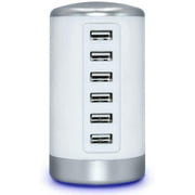 USB Hub Charging Station- 30W Powered USB Hub Charger(6 Ports) with Heat Sink Compatible Smartphones, Tablet PC, Power