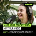 thumbnail image 5 of Micrófono dinámico para podcasts Shure MV7+. Certificado OBS, audio mejorado, panel táctil LED, salidas USB-C y XLR, modo de nivel automático, filtro pop digital, efectos de reverberación, podcasting,, 5 of 5