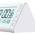 thumbnail image 3 of REGALWOVEN Digital Alarm Clock Large LED Display, Three Alarms, Batteries Powered for Bedroom/Dorm Green 4.9"L x 3.0"W x 2.6"H, 3 of 6