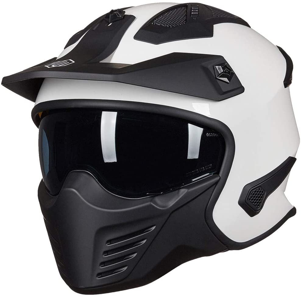 ILM Motorcycle Half Helmet with Sunshield Quick Release Strap Half Face Fit for Cruiser Scooter Harley DOT Approved Gloss Black, X-Large 
