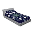 thumbnail image 2 of Ambesonne Flower Fitted Sheet & Pillow Sham Set, Art Nouveau Floral Design, Twinxl, Indigo Pale Green, 2 of 2