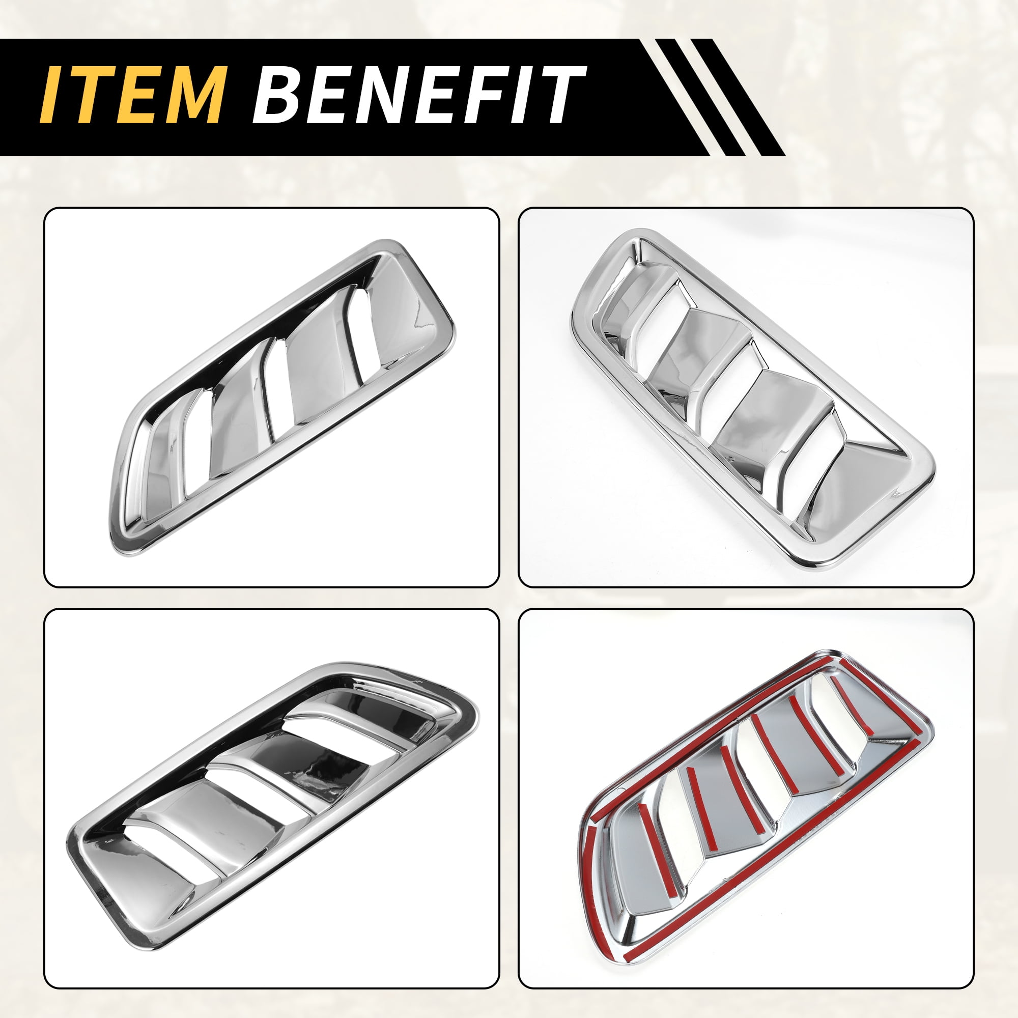 Unique Bargains 1 Pair Car Front Hood Air Outlet Vent Cover Trim for Jeep Wrangler JL JLU Gladiator 2018-2024 Hood Engine Bonnet Air Vent Outlet Cover Bezels ABS Silver Tone