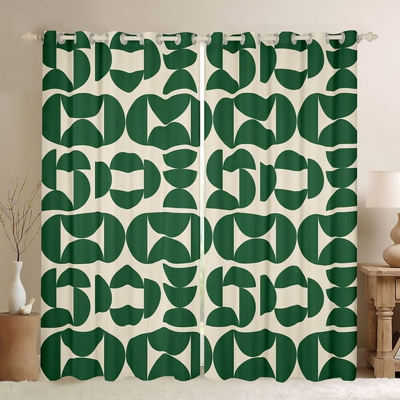 Homewish Vintage Green Minimalism Black Out Curtains, Chic Abstract Ombre Curtains Pack of 2 (42x63 Each), Teens Kids Adult Bedroom Curtains, Curtains and Drapes Decor