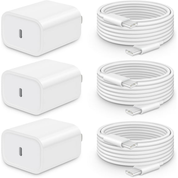 i Phone 16 15 Charger Fast Charging-20W USB C Power Brick with 6Ft Type C to C Cord for i Phone 16/16 Pro/16 Plus/16 Pro Max/15 Series, i Pad Pro & More [3 Pack]