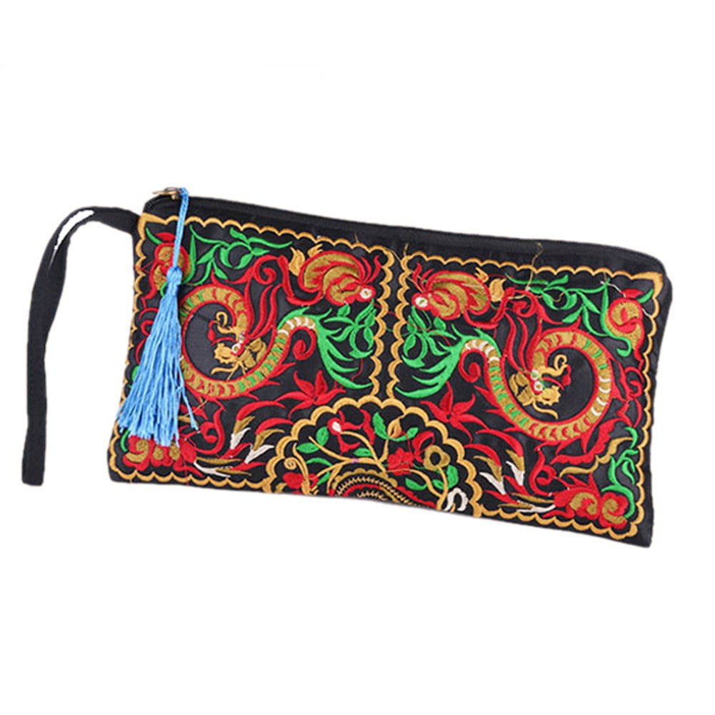 Women Ethnic Handmade Coin Purse Embroidered Wristlet Clutch Bag Vintage Wallet 