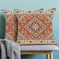 thumbnail image 2 of Boho Pillow Covers 18x18, Burnt Orange Grey Ethnic Design Outdoor Decorative Throw Pillows for Couch, Fall Carpet Pattern Decor Cushion Cover 2 Pcs Farmhouse Linen Pillowcase for Bed Car Safa, 2 of 6