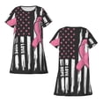 thumbnail image 5 of Lafuoo Ribbon Breast Cancer Awareness Pattern Women's Short-sleeved Nightdress, Knee-length Pullover Nightgown, Summer Home Wear-X-Large, 5 of 7