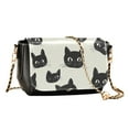 thumbnail image 2 of Leather Clamshell Crossbody Bag 10.4x5.5x3.7Inch Women's Crossbody Handbags Shoulder Purse Bank Card Bag Cash Bag Key Bag Black Cartoon Cat Seamless, 2 of 7