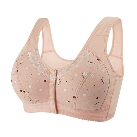 GZWYHT Bralettes for Women Clearance Bras for Women Women Sexy Lace Frongt Button Shaping Cup Adjustable Shoulder Strap Large Size Bra Backless Bra Wireless Bras Push Up Bra Beige 5XL