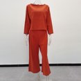 thumbnail image 3 of Pantalones Top básico de lino, pantalón recortado, cintura elástica, traje de color sólido para mujer (naranja L) Kuymtek Naranja T L para Mujer, 3 of 8