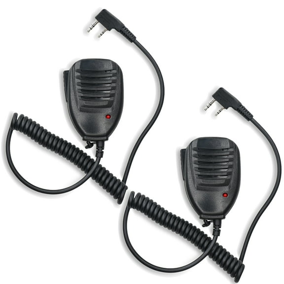KOQICALL Walkie Talkie Microphone, 2 Pin Radio Mic with Shoulder Clip, Compatible with UV-5R, UV-82, Kenwood, 2 Pack