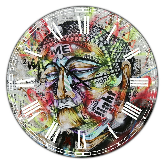 Designart 'Street Art Graffiti Holy Man' Large Modern Wall Clock