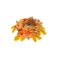 thumbnail image 5 of Fall Harvest Candle Ring Wreath, 11.02in Outer Dia Artificial Maple Leaf Pumpkin Berry Candle Holder Wreath, Thanksgiving Table Centerpiece Decor, 5 of 6