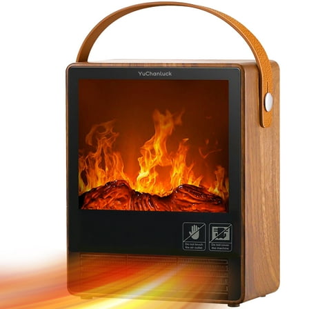 Portable Electric Fireplace Heater for Indoor Use,Fake Fireplace Space Heaters 1500W High Power,Small Fireplace with Realistic 3D Flame Effect,Mini Heater with Overheat and Tilt Protection