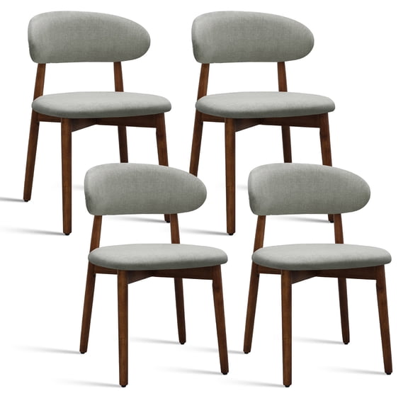 Wooden Dining Chairs, Laurel Green Flannelette Upholstered Dining Chair with Walnut Solid Wood Legs, Armless Chair Set of 4 for Kitchen, Restaurant, Living, Meeting Room, Green Dining Chairs