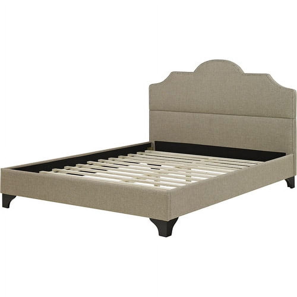 Premier Jordan Full Upholstered Platform Bed Frame, Taupe with Bonus Base Wooden Slat System
