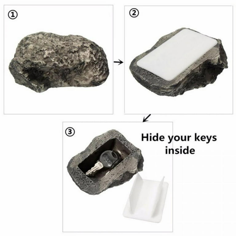 Fake Rock Key Hider,Flat Plastic Base Holder in Gray Color for Safe  Compartment of Spare Car Key, House Keys ,Home Improvement, Unique Gift