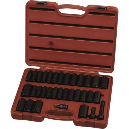 

Paramount 33 Piece 1/2 Drive Standard Deep Impact Socket Set 6 Points 3/8 to 1-1/4 10 to 27mm Inch/Metric Measurement Standard