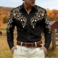 thumbnail image 2 of CONZONE Mens Western Cowboy Buttons Down Shirts Long Sleeve Shirts for Men Trendy Graphic Lapel Soft Lightweight Tops, 2 of 4
