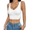 thumbnail image 2 of Women'S Sleeveless Crop Tops Ribbed Square Neck Cropped Tank Top White S, 2 of 8