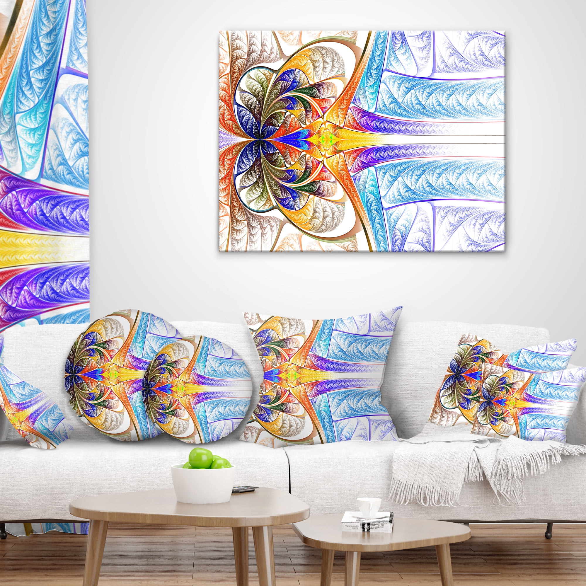 Designart Strange Fractal Desktop - Abstract Throw Pillow - 12x20
