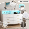 thumbnail image 2 of Cómoda Cajonera de 6 Cajones, Cómoda con Luz LED y Toma de Corriente, Almacenamiento para Armario Organizador, Dormitorio, Sala de Estar, Pasillo, Entrada, 120 * 40 * 93cm (Blanco), 2 of 7