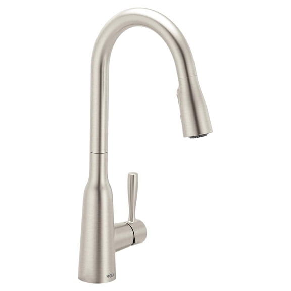 Moen Orivesi Stainless Pulldown Kitchen Faucet with Power Boost, Transitional Kitchen Faucet, One-Handle Single Hole High Arc, Easy Installation, Spot Resist Finish