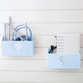 thumbnail image 3 of Router Holder Storage Box Wall Control Organizer Wall Mounted Remote Control Magazine Organizer Plastic Wire Cord Rack, Blue, 3 of 8