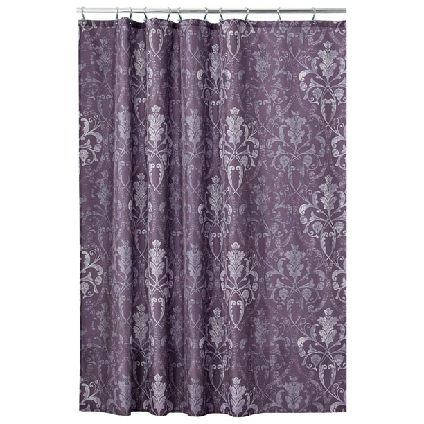 mDesign Decorative Vintage Damask Print - Easy Care Fabric Shower Curtain  with Reinforced Buttonholes, for Bathroom Showers, Stalls and Bathtubs, 
