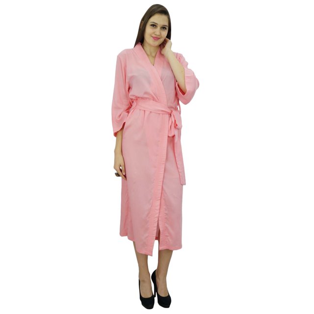 Bimba Women Long Solid Belt Robe Soft Modal Cotton Wrap Round Plain Bath Robe