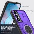 thumbnail image 5 of Rugged Shockproof Phone Cover for Samsung Galaxy S24 5G / Galaxy S25 5G 6.2", Built-in Slide Camera Protector with 360° Rotatable Ring Kickstand,Purple, 5 of 8