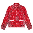 thumbnail image 4 of Jackets for Women Winter Coat Jackets Flannel Stand Collar Jacket(Bandana - Red Art,Size:S-4XL), 4 of 7