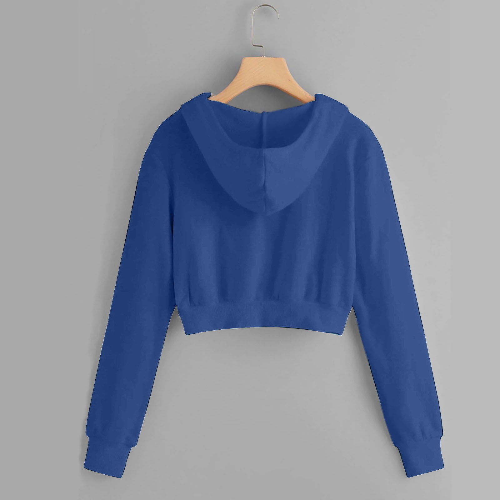 fartey Women Fleece Lined Crop Hoodies Warm Zip Up Long Sleeve Cozy Jacket Top Casual Solid Color Trendy Hooded Sweatshirt Outwear