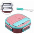 thumbnail image 2 of Bento Lunch Box, 550 ml Multi Grids Stainless Steel Reusable Bento Box Lunch Box with Leakproof Lid & Spoon, Portable Lunch Container for Kids Adults, 2 of 4
