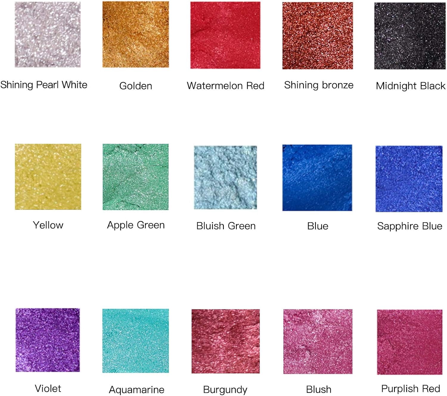 Mica Powder, 15 Colors Epoxy Resin Dye Set, Natural Pigment Powders for Epoxy Resin, DIY Cosmetic, Soap, Paint, Nail Arts, Soy Wax Candle Making