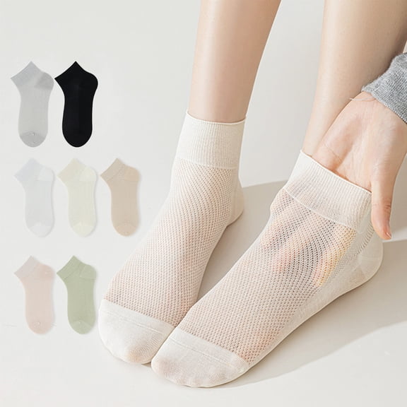 1 Pair Cooling Mesh Ankle Socks for Women, Thin Breathable Odor-Resistant Seamless Toe Liners with Moisture-Wicking Fabric for Running & Sports Beige