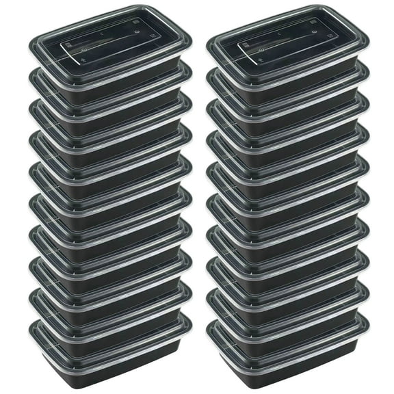SXcggal Black Plastic Food Storage Container (20 Count)